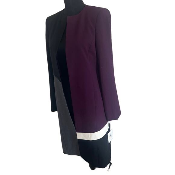 NWT $159 Calvin Klein Longline Color Block Topper Open Jacket Size 2 - Picture 7 of 12